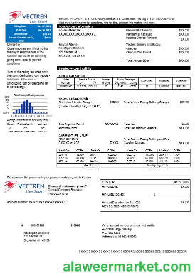 USA Ohio Vectren Energy business utility bill template in Word and PDF formats